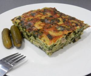 Zapečené těstoviny se špenátem a šunkou